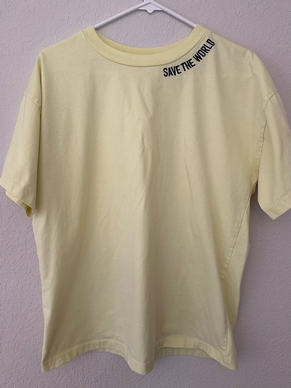 bp Pale Neon Yellow "SAVE THE WORLD" Embroidered Tee